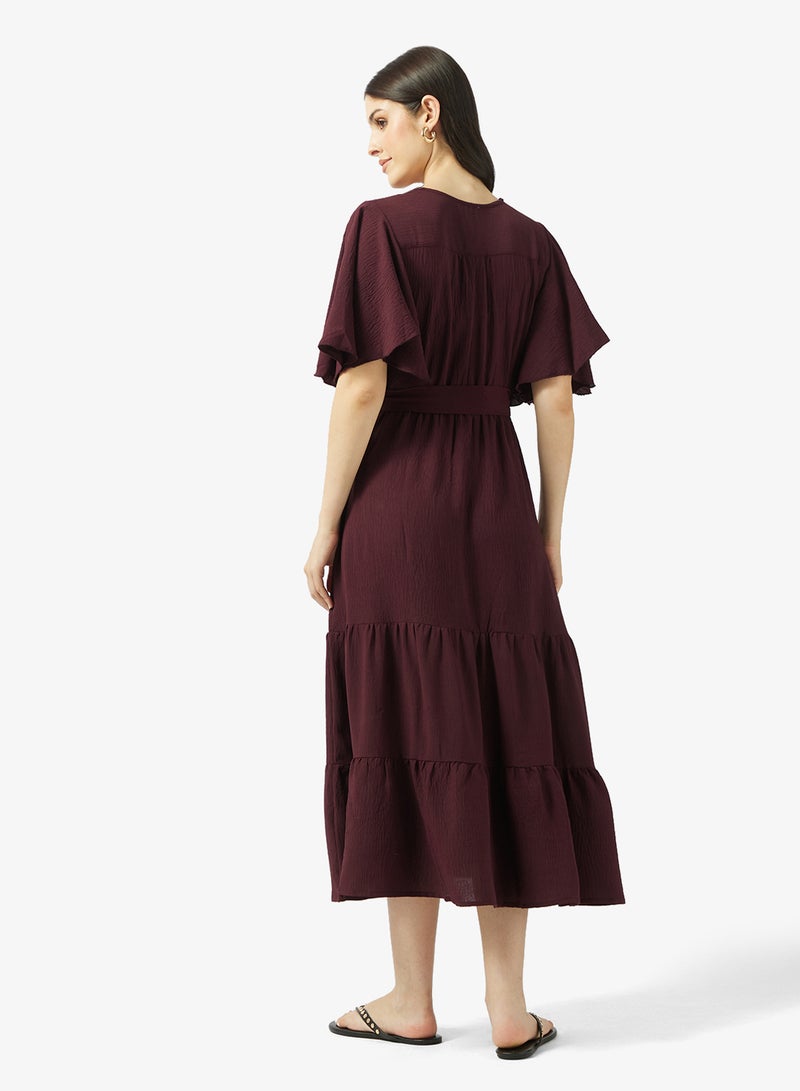 Ripples Ladies Long Dress With Ruffle Sleeves - Image 2