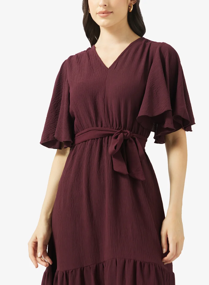 Ripples  Ladies Long Dress With Ruffle Sleeves for Women | Best Price UAE