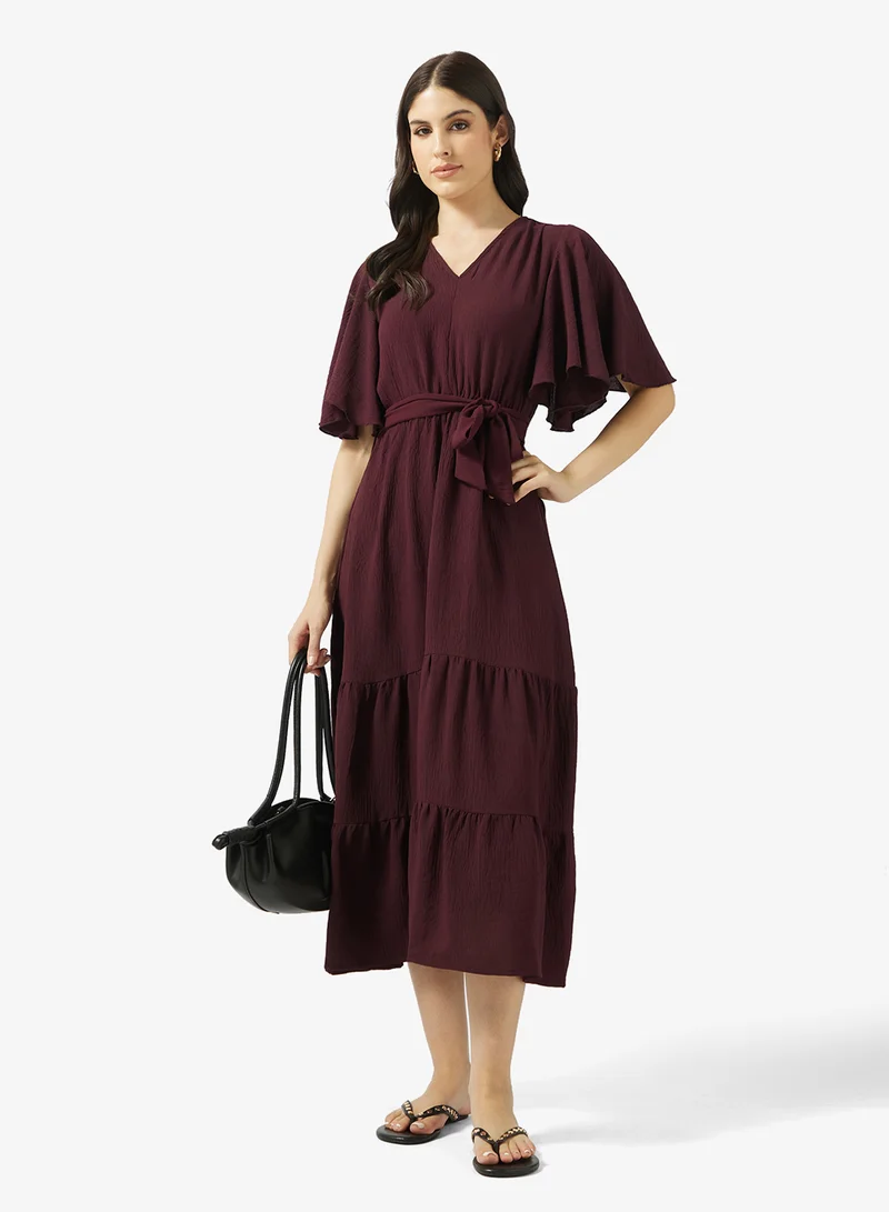 Ripples  Ladies Long Dress With Ruffle Sleeves for Women | Best Price UAE