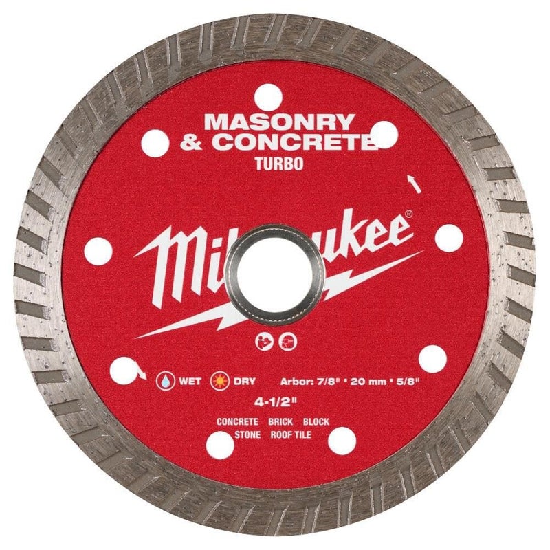 Milwaukee Electric - 4 1/2 INCH Turbo Masonry and Concrete Diamond BLAD