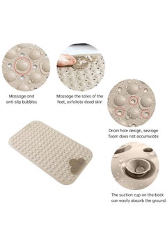 Arabest Shower Mat, Non-Slip Bath Mat with Suction Cups and Drain Holes, Foot Scrubber Mat for Bathroom, Feet Massage, 40cmx70cm (Beige)  - Image 2