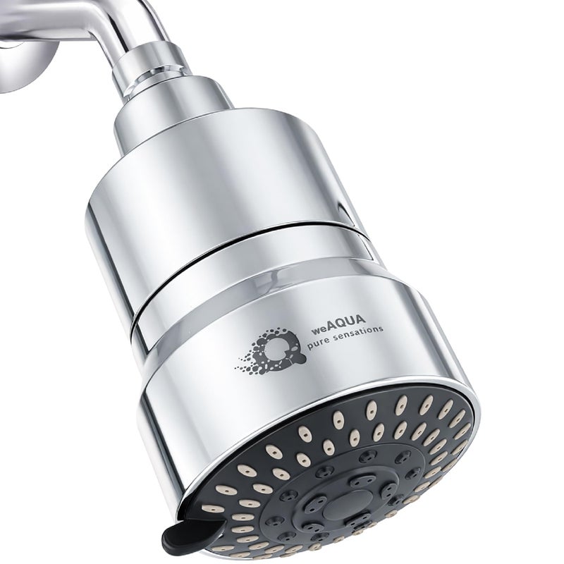 weAQUA Heavy Duty Filtered Shower Head â€“ High Pressure 5 Spray Modes, Dermatologist Recommended for Softer-Feeling Skin & Hair, Advanced 99% Removal of Chlorine, Fluoride & Heavy Metals - Image 1