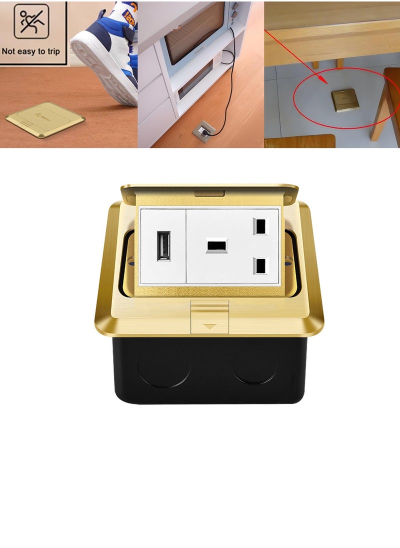 OULIYO - All-Copper Curved Waterproof Floor Socket Damping Luxury Multi-functional Hidden Floor Socket Slow Pop-Up Floor Socket - Image 1