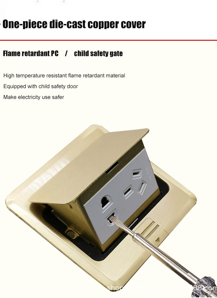 OULIYO - All-Copper Curved Waterproof Floor Socket Damping Luxury Multi-functional Hidden Floor Socket Slow Pop-Up Floor Socket - Image 1