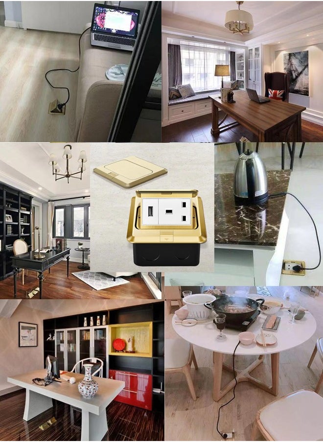 OULIYO - All-Copper Curved Waterproof Floor Socket Damping Luxury Multi-functional Hidden Floor Socket Slow Pop-Up Floor Socket - Image 1