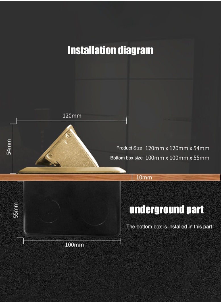OULIYO - All-Copper Curved Waterproof Floor Socket Damping Luxury Multi-functional Hidden Floor Socket Slow Pop-Up Floor Socket - Image 1
