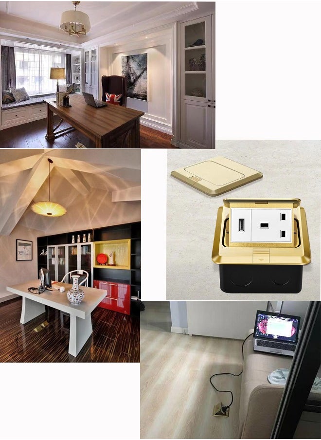 OULIYO - All-Copper Curved Waterproof Floor Socket Damping Luxury Multi-functional Hidden Floor Socket Slow Pop-Up Floor Socket - Image 1