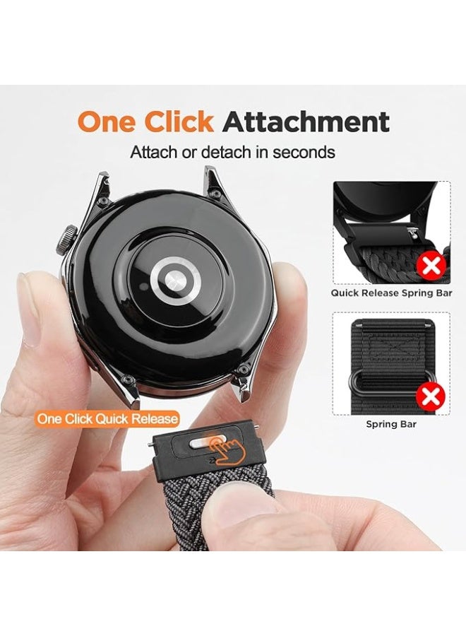 Nylon Straps Compatible with Huawei Watch GT 5/GT 4/3/3 Pro Strap, 22mm Woven Nylon Replacement Straps Bands Breathable Soft Comfort with Parachute Buckle for Women Men - Image 3