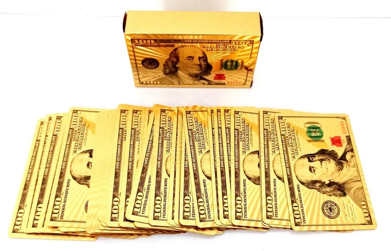 Eser - Invalid brand Gold Playing Card Set in 100 Dollar Shape - 51 and Pisti Playing Cards