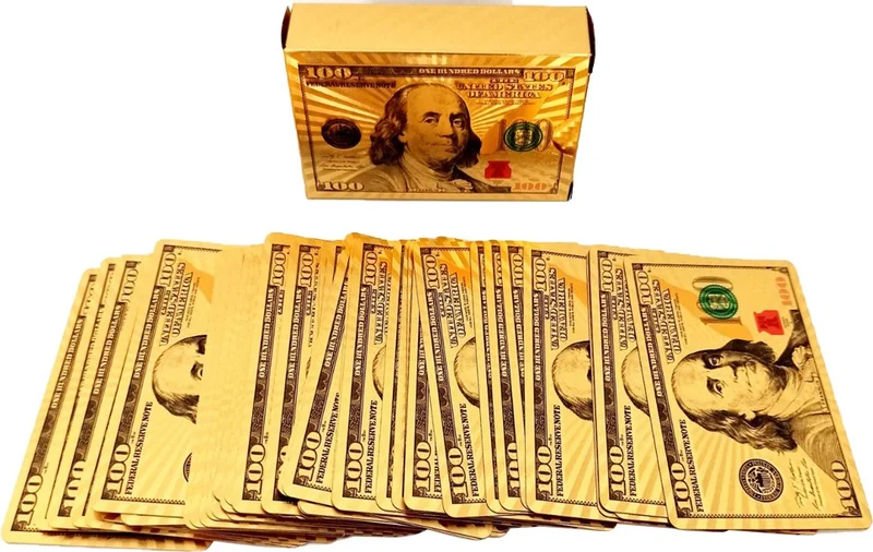 Eser - Invalid brand Gold Playing Card Set in 100 Dollar Shape - 51 and Pisti Playing Cards