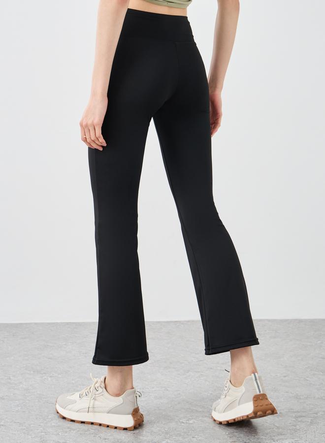 Take Two Styli Solid Elastic Waist Flared Leggings - Image 4