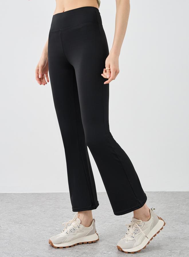 Take Two Styli Solid Elastic Waist Flared Leggings - Image 2