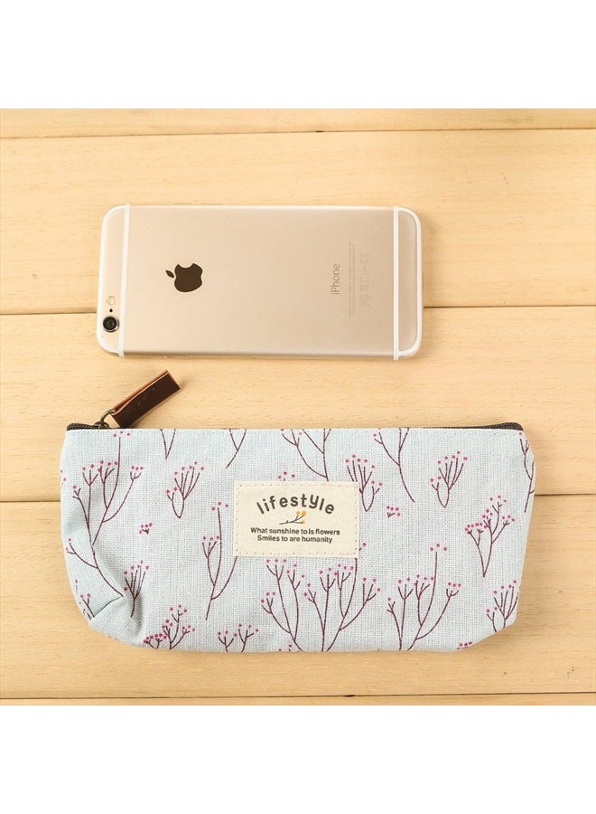 AKIRO Pencil Case, Cute Floral Flower Canvas Zipper Pencil Cases Lovely Fabric Flower Tree Pen Bags Supplies 4 Pcs - Image 4