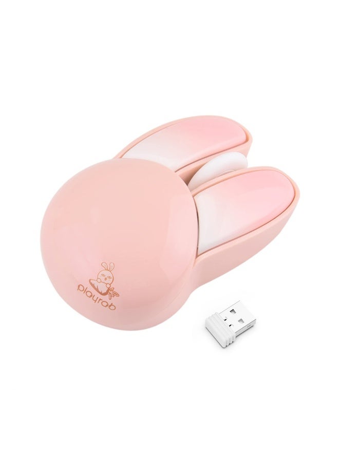 Cute Rabbit Wireless Silent Mouse 24G Slim Optical Mice for PC Laptop Notebook Pink Color - Image 1