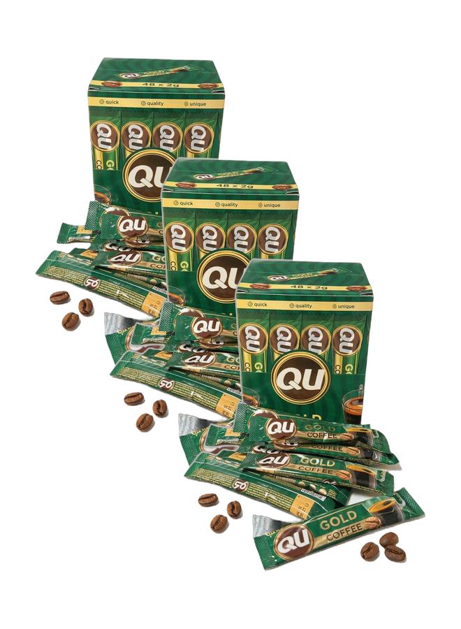 Instant Coffee, Gold, 48 Sachets x 2g - Rich and Strong Flavor Bundle Pack of 3 - Image 1