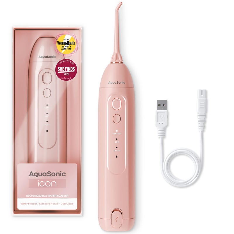 Aquasonic جهاز تنظيف الأسنان بالماء AquaSonic Icon – جهاز ري فم لاسلكي قابل لإعادة الشحن – مقاوم للماء، محمول لتنظيف الأسنان برأس نفاث – مناسب للفرز في المنزل والسفر - بلش - Image 1