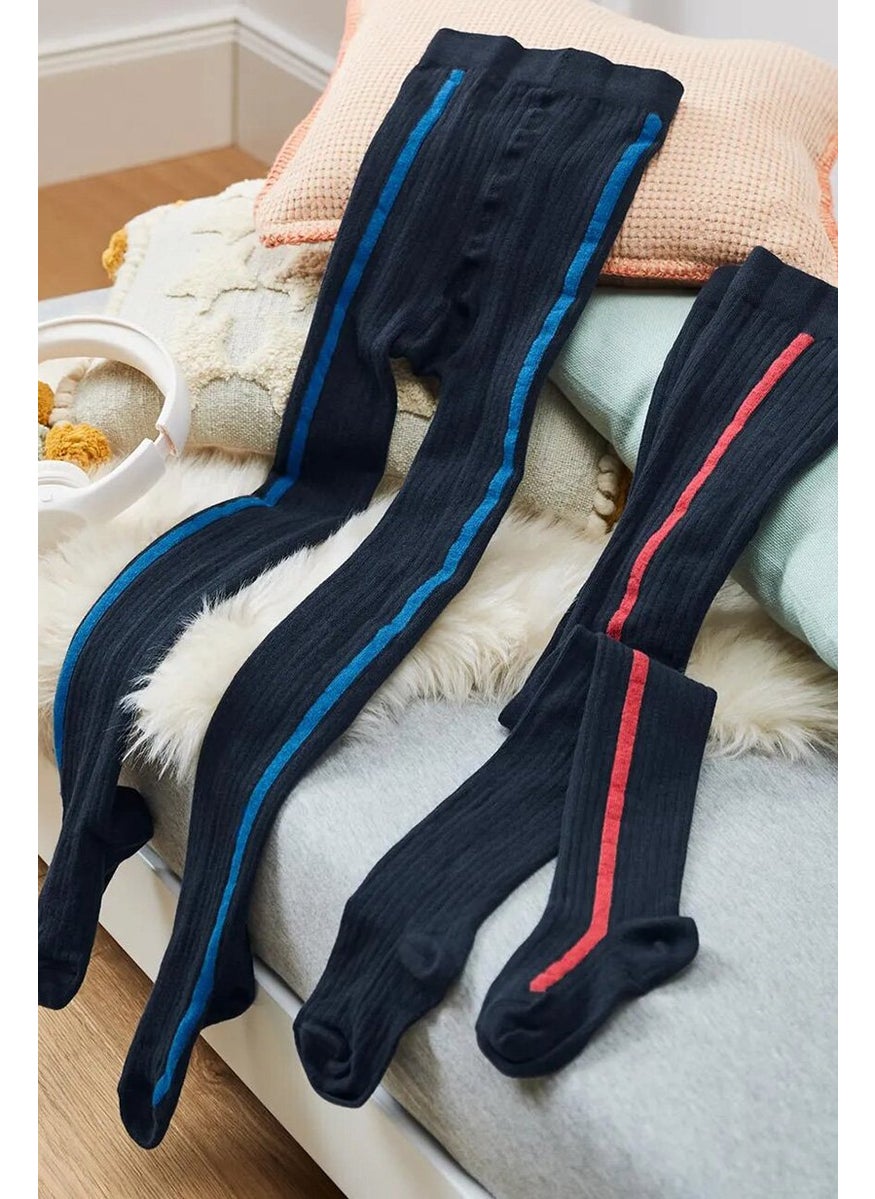 Tchibo Kid Girls 2 pcs Tights, Navy  - Image 1