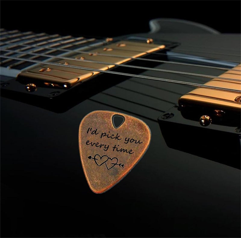 JUPPE Bronze Copper I'd Pick You Every Time Guitar Pick With Leather Case Music Birthday Gifts For Boyfriend Girlfriend Valentine's Day Gifts For Him Her (I'd Pick You Every Time) - Image 5