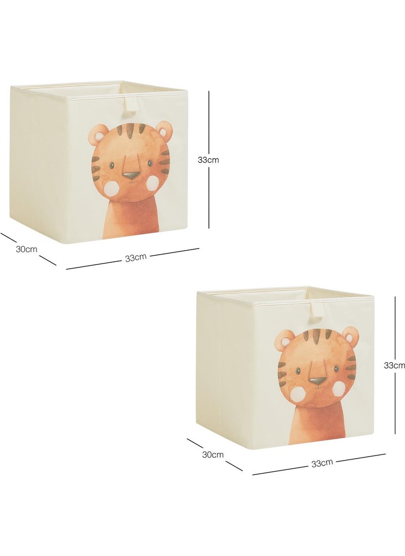 Ocean Home Textile - 2-Piece Children's Room Cute Tiger Box Set 33 x 30 x 33 cm - Image 1