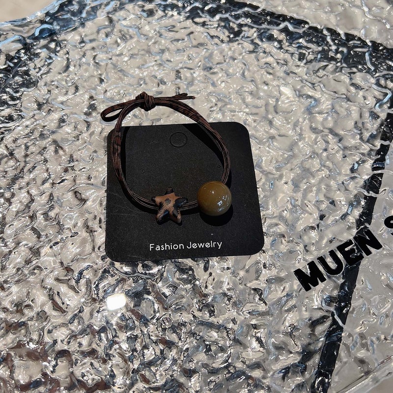 Loquat Korean Dongdaemun Leopard Pearl Hair Tie A095-3 stars