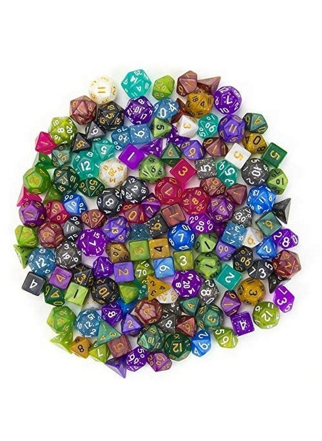 Wiz Dice - Mini Dnd Dice Set 140 Pieces Total (20 Sets Of 7 Dice In Unique Colors) & Storage D&D Dice Bagpolyhedral Role Playing Dice Perfect Dnd Accessories For Ttrpg Dice Hafling Haversack - Image 1
