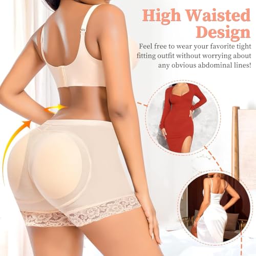 PALAY® Hip Pads for Women Underwear Butt Lifter Panty Invisible Body Shaping Butt Lifting Underwear High Waist Women Hip Pads Enhancer Shorts, XL (Beige) - 1 - Image 5