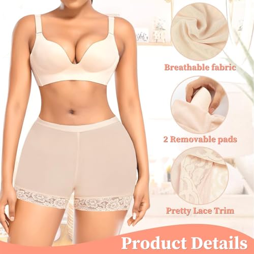 PALAY® Hip Pads for Women Underwear Butt Lifter Panty Invisible Body Shaping Butt Lifting Underwear High Waist Women Hip Pads Enhancer Shorts, XL (Beige) - 1 - Image 4