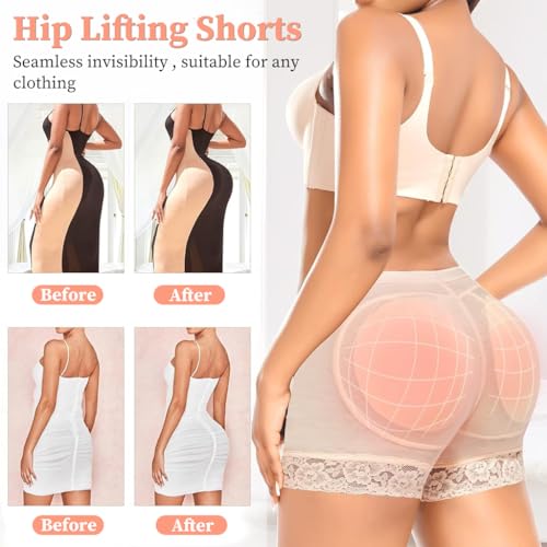 PALAY® Hip Pads for Women Underwear Butt Lifter Panty Invisible Body Shaping Butt Lifting Underwear High Waist Women Hip Pads Enhancer Shorts, XL (Beige) - 1 - Image 3