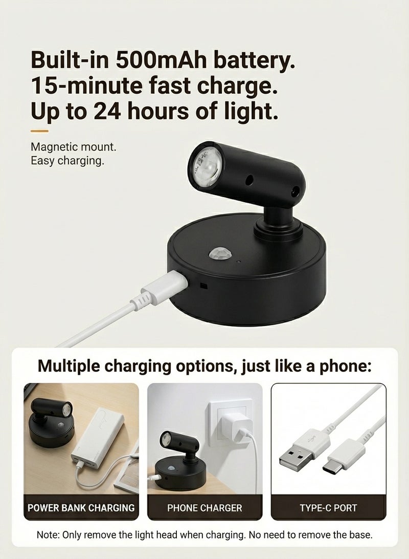 Fullight Rechargeable RGB LED Indoor Spotlight with Motion Sensing, 7-Color Effects, Remote & Touch Control, Magnetic Wall Mount for Artwork, Plants & Ambient Home Lighting – Black - Image 5