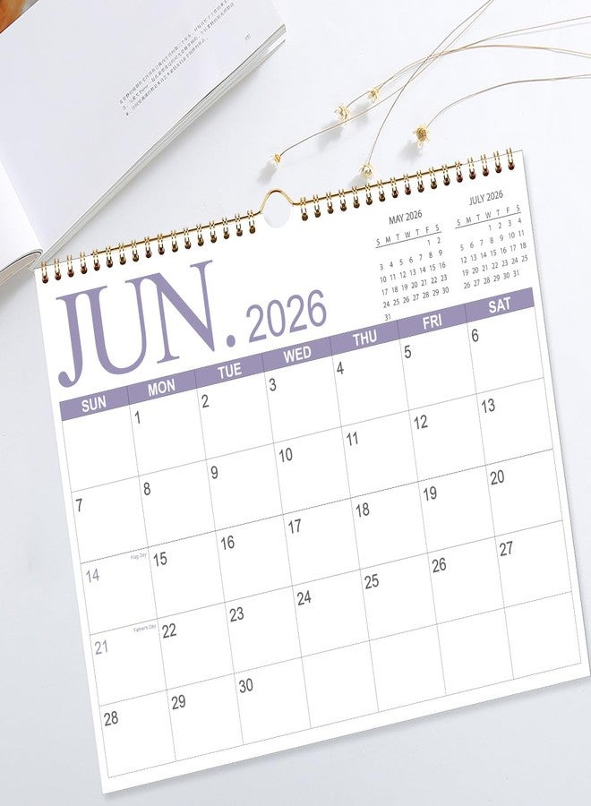 تقويم حائط شهري 2025-2026، من يونيو 2025 إلى ديسمبر 2026، مقاس 14.5 × 11.5 بوصة، مُعلّم بعلامات العطلات، ورق فاخر للتنظيم. - Image 4