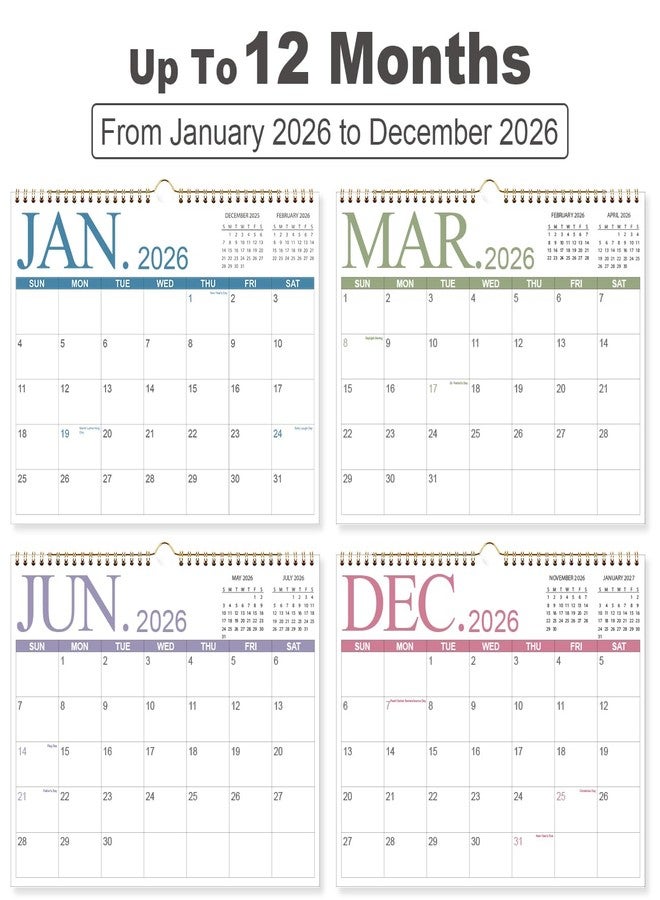 تقويم حائط شهري 2025-2026، من يونيو 2025 إلى ديسمبر 2026، مقاس 14.5 × 11.5 بوصة، مُعلّم بعلامات العطلات، ورق فاخر للتنظيم. - Image 3