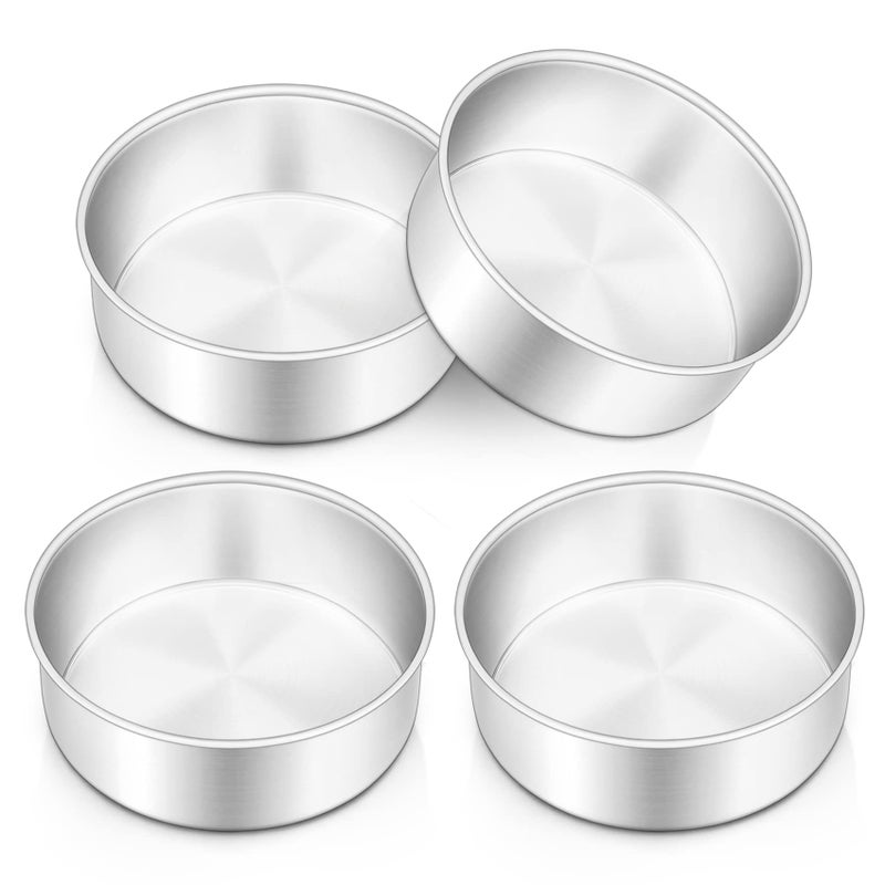 Onader 6 Inch Cake Tin Round Cake Tins Set of 4 Stainless Steel Cake Pan Mould for Baking Christmas Birthday Wedding Layer Cakes One Piece Design  Heavy Duty Dishwasher Safe