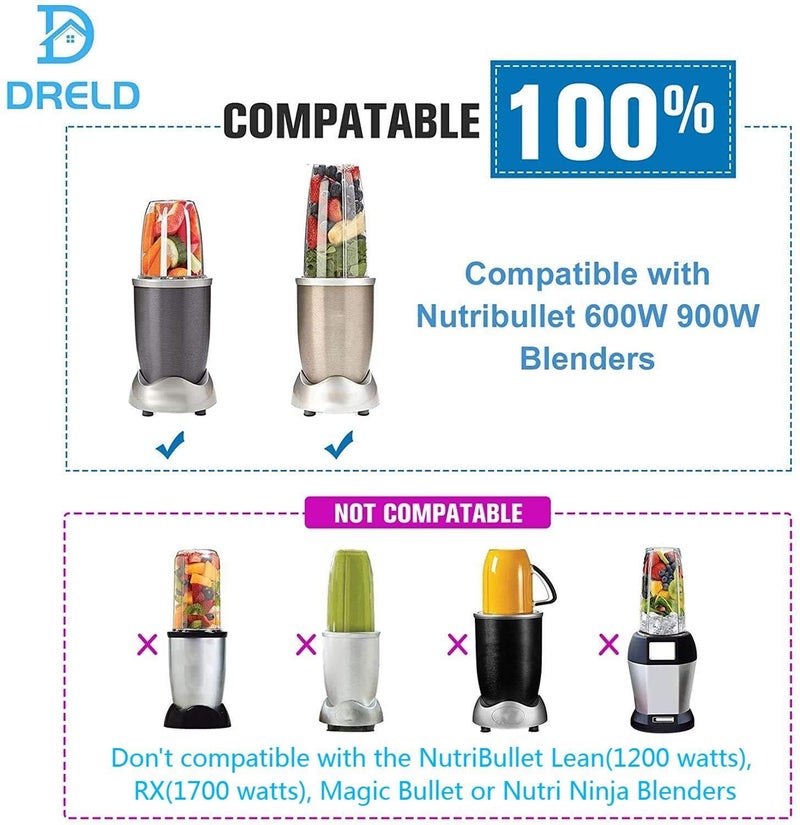 DRELD Blender Cups Replacement for Nutribullet Blender 18OZ Cup with Lid, Compatible with Nutribullet 600W 900W Blender Juicer (2Pack) - Image 2