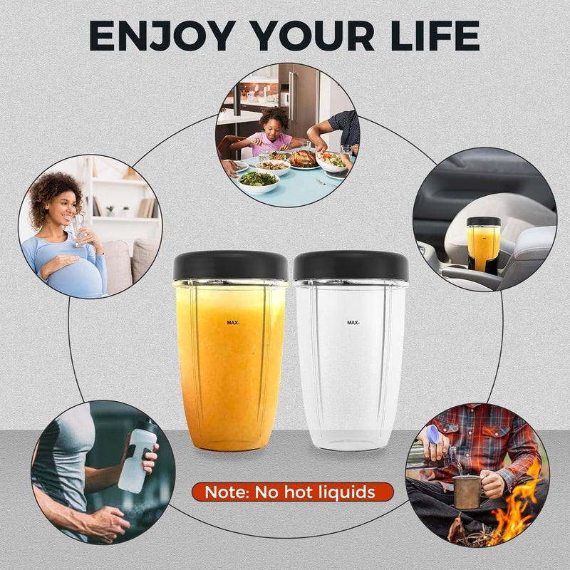 DRELD Blender Cups Replacement for Nutribullet Blender 18OZ Cup with Lid, Compatible with Nutribullet 600W 900W Blender Juicer (2Pack) - Image 5