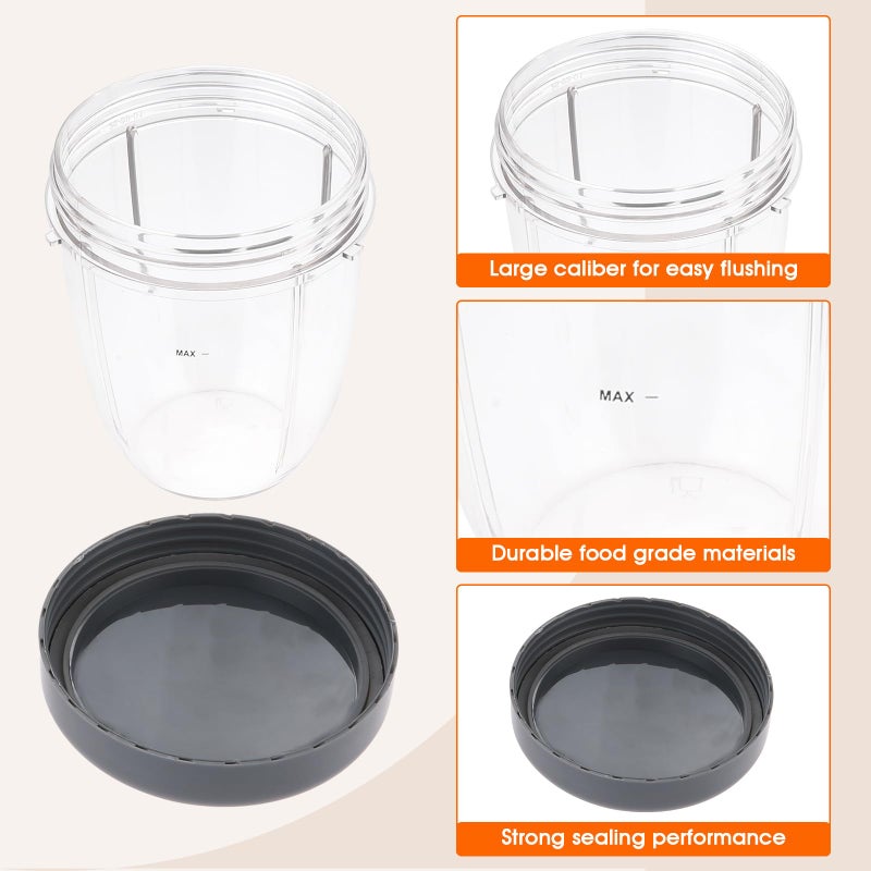 DRELD Blender Cups Replacement for Nutribullet Blender 18OZ Cup with Lid, Compatible with Nutribullet 600W 900W Blender Juicer (2Pack) - Image 4