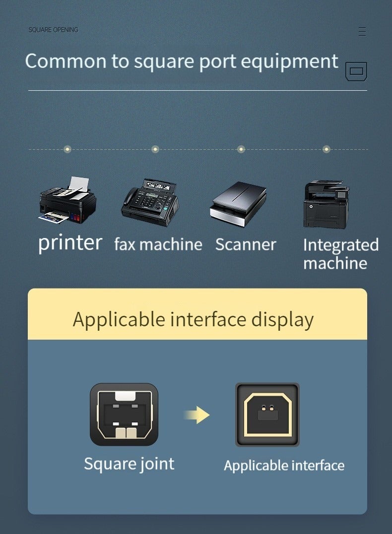 كابل طابعة 2 في 1 Micro USB/Type-C، كابل MIDI للبيانو الكهربائي من Android Type-C، كابل طابعة (أسود) - Image 3
