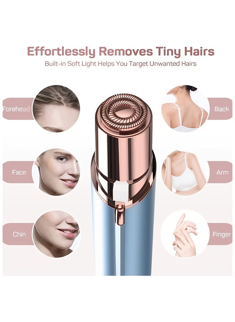 iQeouc - Rechargeable Hair Removal Device Epilator Facial Hair Removal for Women Painless Women Face Razor Blue - Image 1