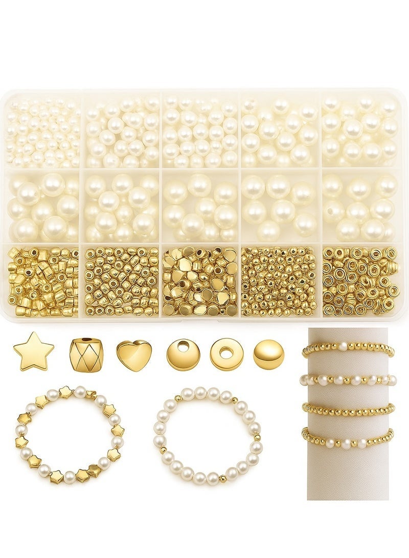 15 Grid 720 Piece Pearl Set With Five Pointed Star Spacing Bead Accessories DIY Beaded Bracelet Earring Necklace Set - Image 1