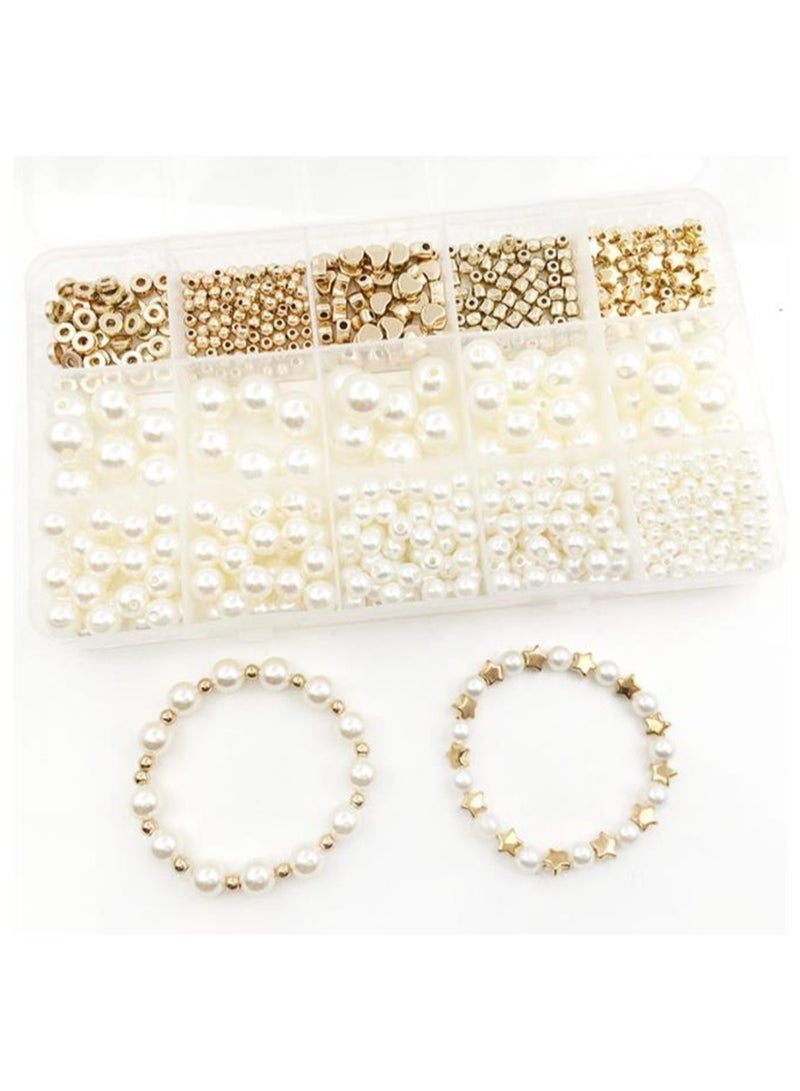 15 Grid 720 Piece Pearl Set With Five Pointed Star Spacing Bead Accessories DIY Beaded Bracelet Earring Necklace Set - Image 2
