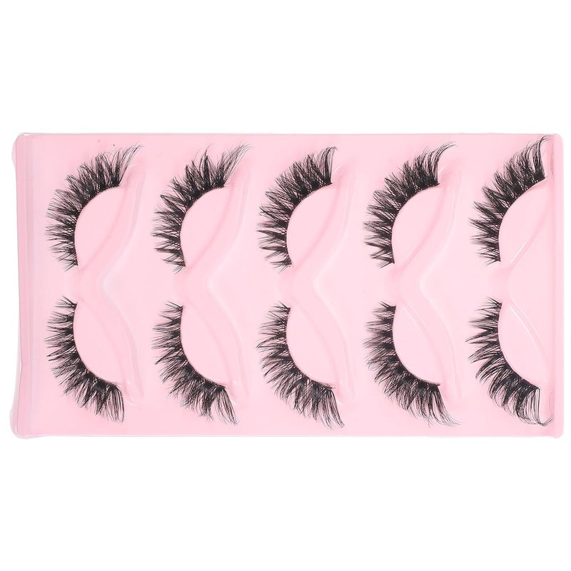 5 Pairs Fox Eye False Eyelash Strips Bulk Lashes Natural Wispy Lash Set for Daily Makeup and Stage Use - Image 1