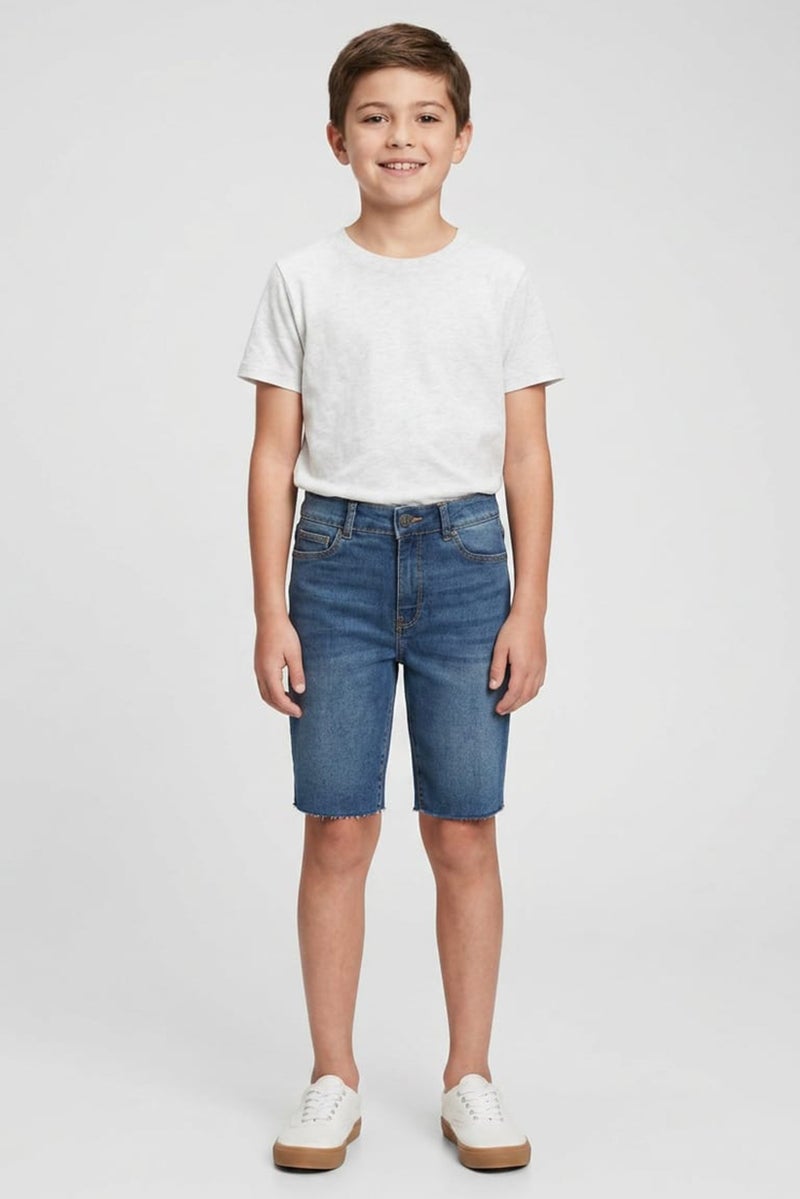 Hudson Kids Boy Washed Denim Shorts, Blue - Image 1