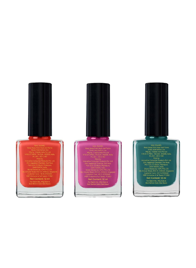 Saba Kombucha Saba Breathable Nail Polish 12 ml  Pack of 3 RED PINK  GREEN Glossy Shine No Chip Water Permeable Vegan Cruelty Free  - Image 2