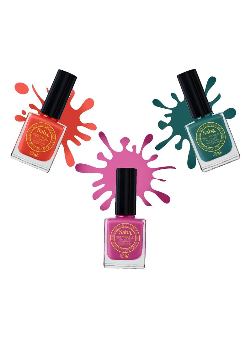 Saba Kombucha Saba Breathable Nail Polish 12 ml  Pack of 3 RED PINK  GREEN Glossy Shine No Chip Water Permeable Vegan Cruelty Free  - Image 4