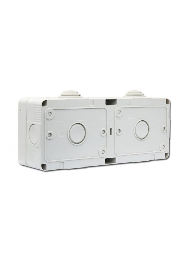 LITEX 2 Gang Outdoor Electrical Wall Mounted Universal Sockets with Switch, IP55 Waterproof Rating, 13A Sockets, 10A Switches, Grey - Image 2