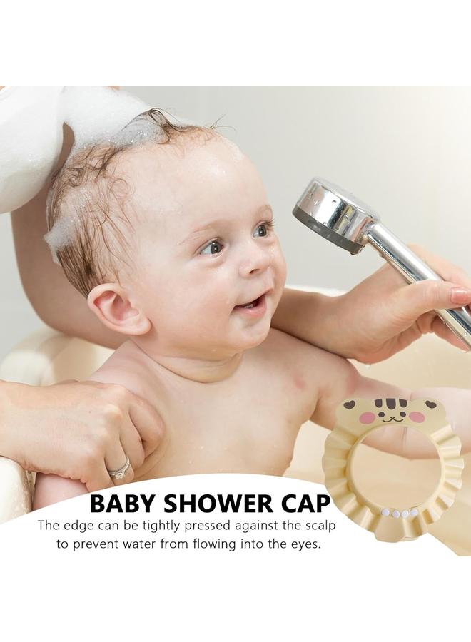 HPMY Cappello da bagno per bambini, cappello da bagno impermeabile con animali dei cartoni animati, prodotti di sicurezza per il bagno dei bambini, tappi morbidi regolabili per lavare i capelli per - Image 4