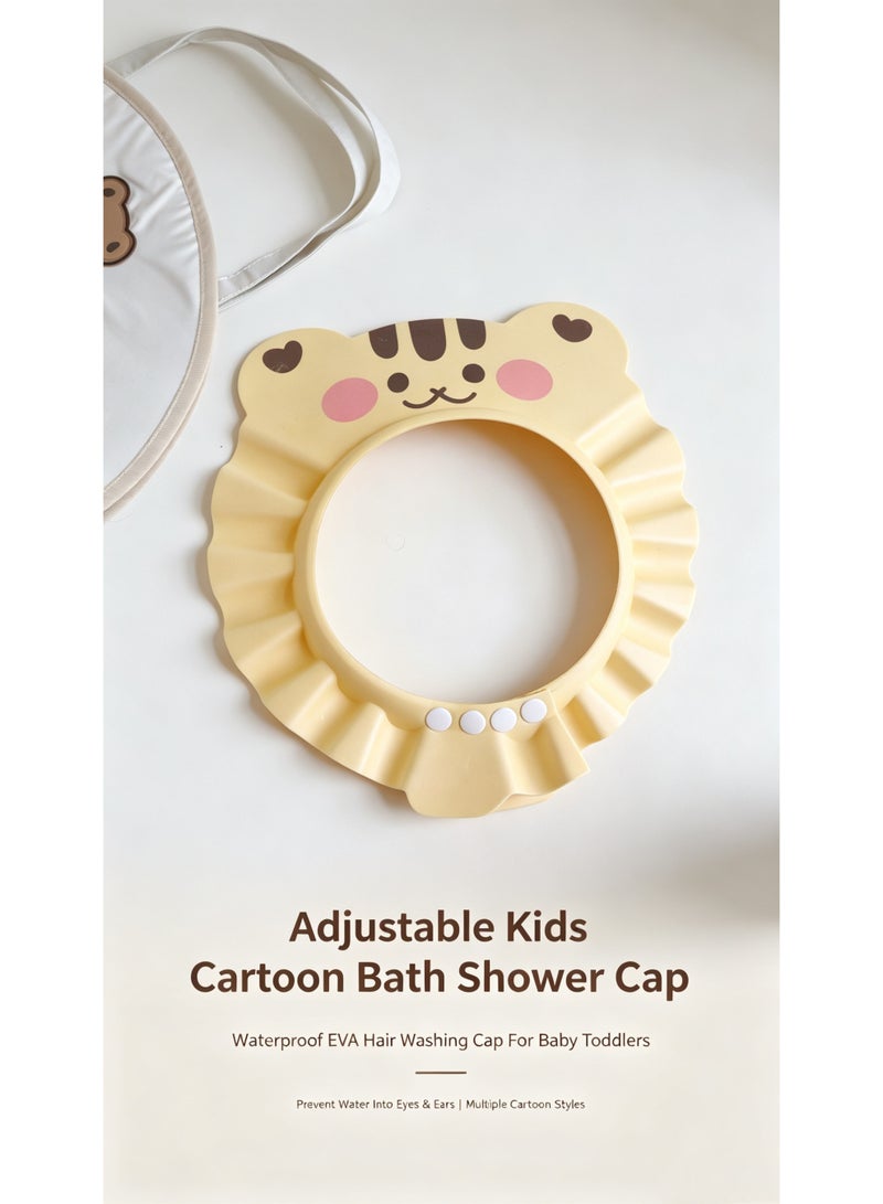 HPMY Children's swim cap, waterproof swim cap featuring cartoon animals, children's bath safety products, adjustable soft hair-washing caps for - Image 3