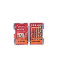 PRO-TECH Pro-tech 15 Pcs Tii-coated Hss Drill Bit Set [dbmtls15]  - Image 1