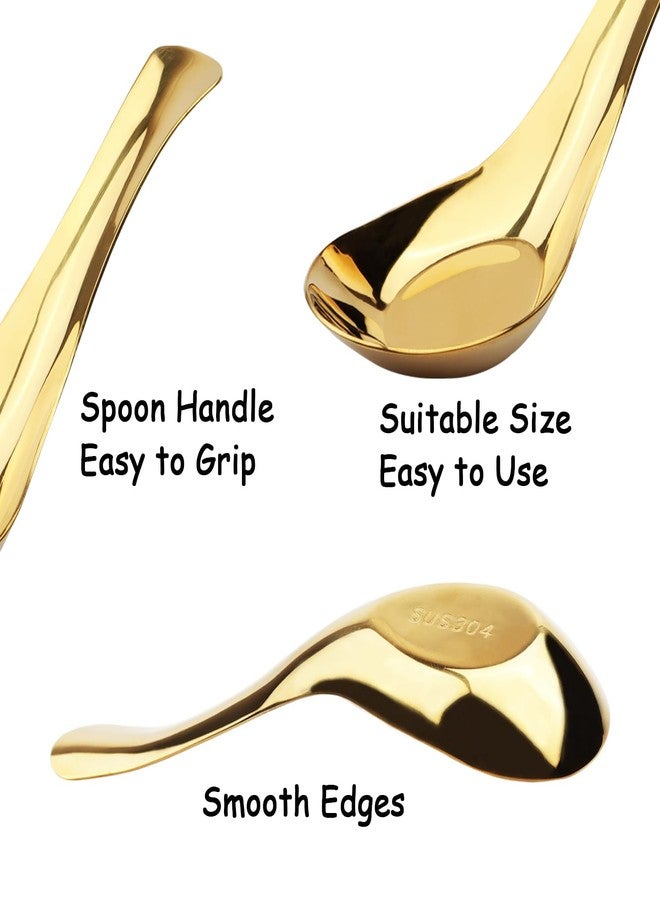 DOBROGOST Asian Stainless Steel Chinese Soup Spoons Set of 6 for Ramen Pho Wonton Dumpling Noodles (gold) - Image 2
