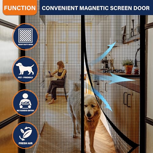 Mdavo Magnetic Screen Door，Fiberglass Screen Door Mesh，Keep Bugs Out, Heavy-Duty Mesh Curtain,Pet and Kid Friendly, Works with Front Doors, Sliding Doors（36x80 Inch Fiberglass - Image 5