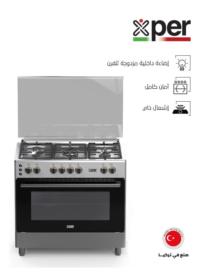 إكسبير فرن غاز - 5عيون زهر - 89.8*59.5 سم - استيل - XP970GGCI  - Image 1